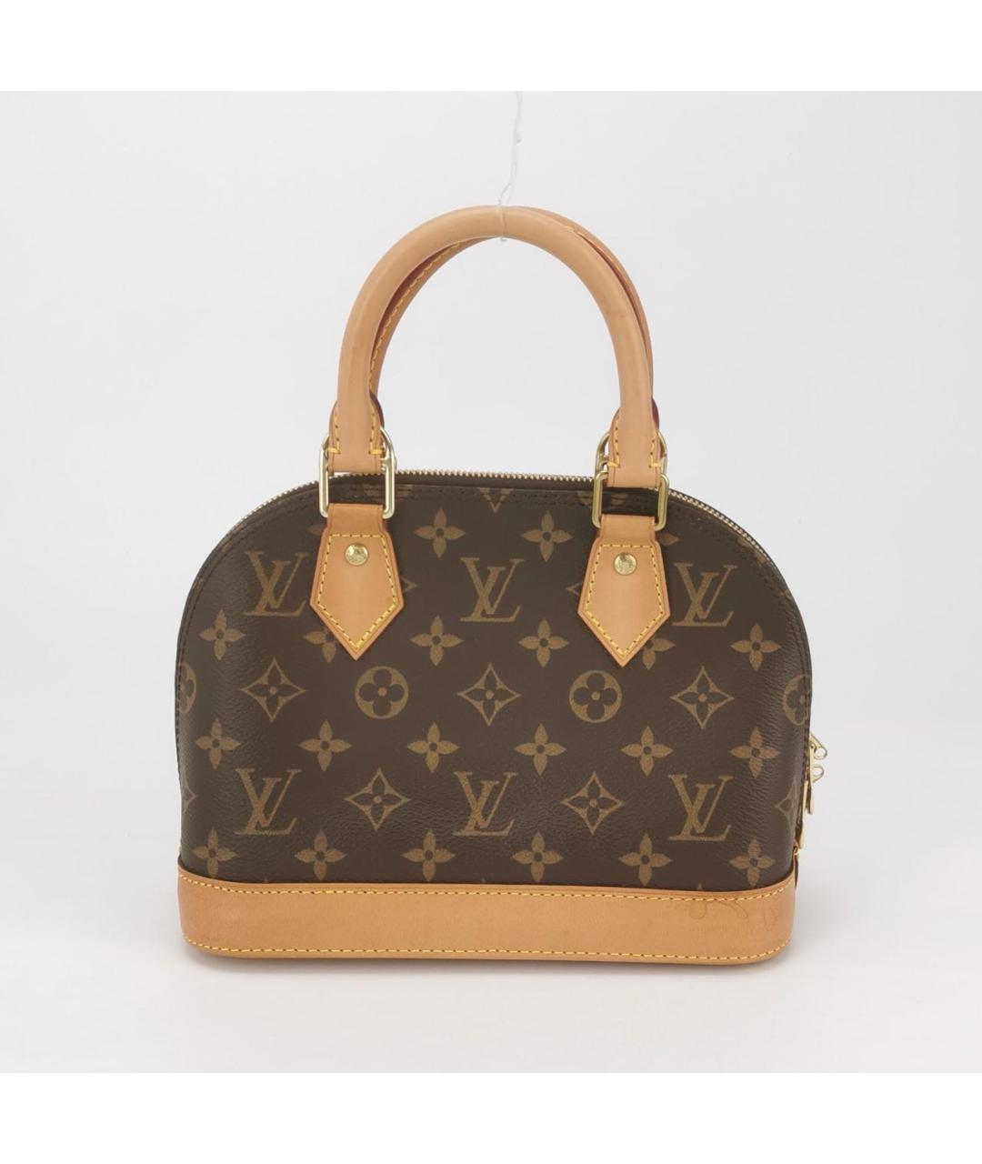 LOUIS VUITTON Коричневая кожаная сумка с короткими ручками, фото 4