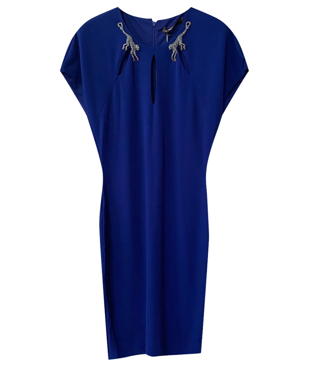 ROBERTO CAVALLI Синее вискозное коктейльное платье, фото 1