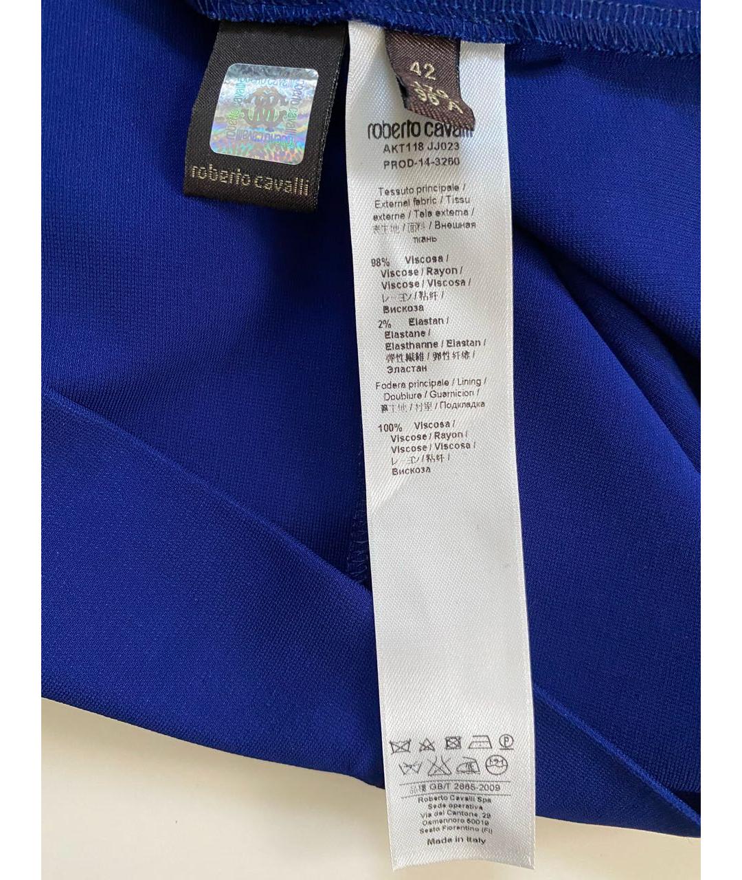 ROBERTO CAVALLI Синее вискозное коктейльное платье, фото 8