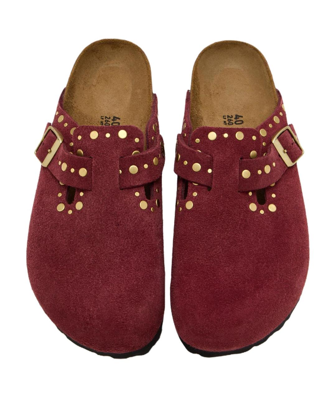 BIRKENSTOCK Бордовые нубуковые мюли, фото 3