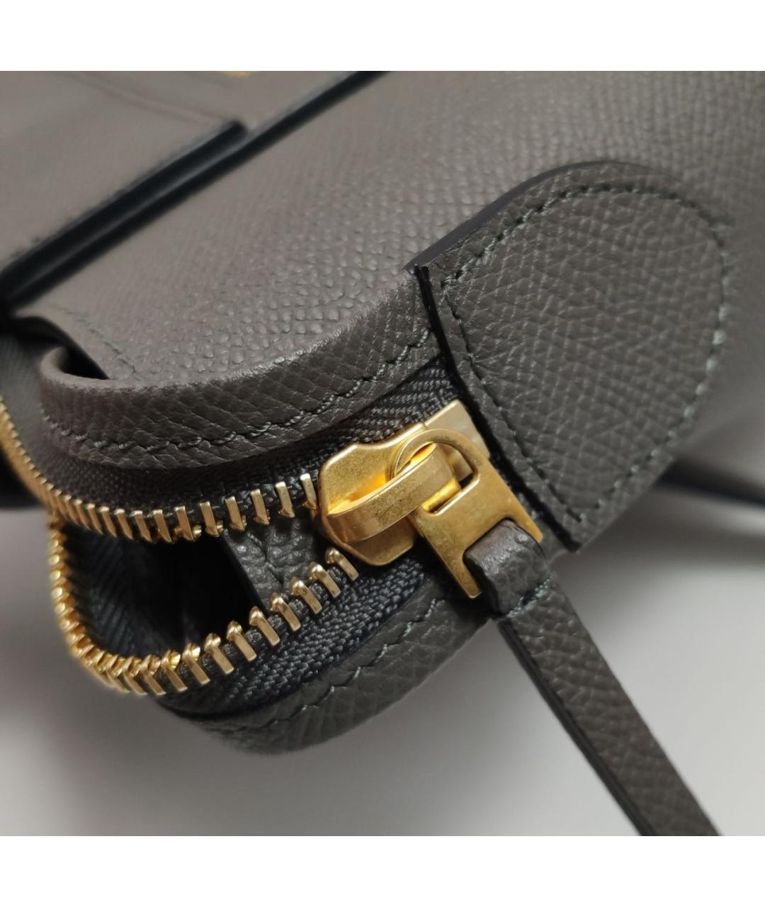 CELINE Антрацитовая кожаная сумка через плечо, фото 8