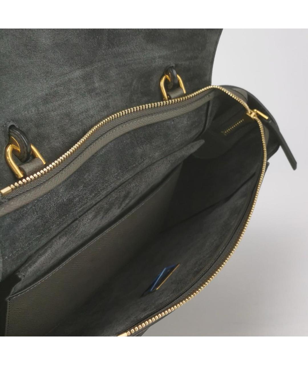 CELINE Антрацитовая кожаная сумка через плечо, фото 5