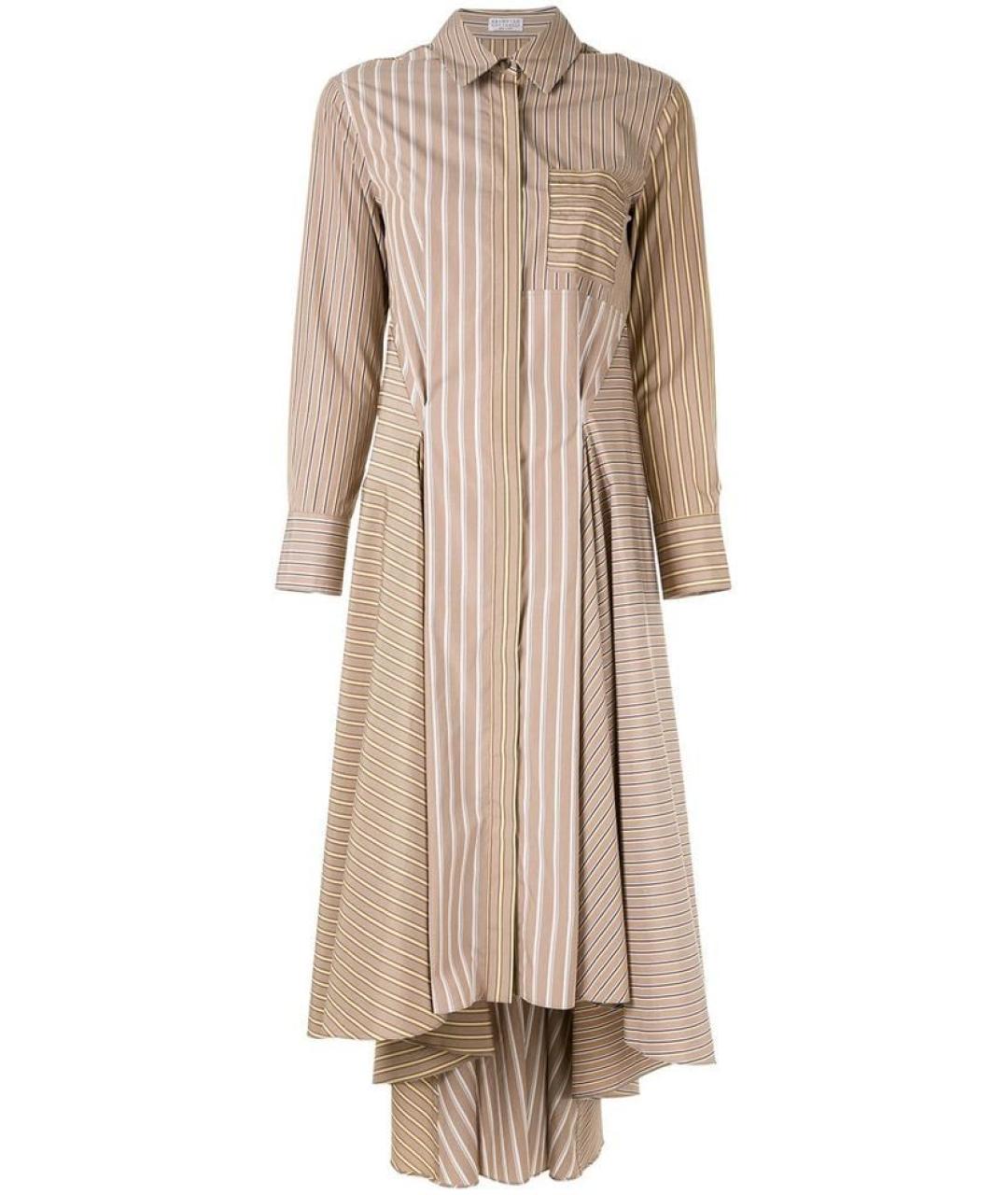 BRUNELLO CUCINELLI Коричневое хлопковое повседневное платье, фото 1