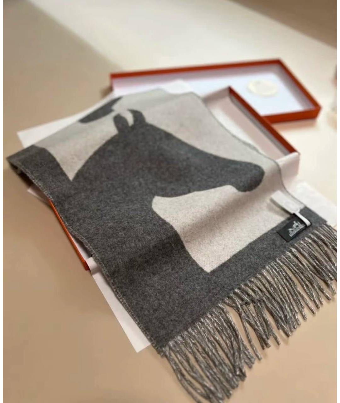 HERMES Мульти кашемировый шарф, фото 2