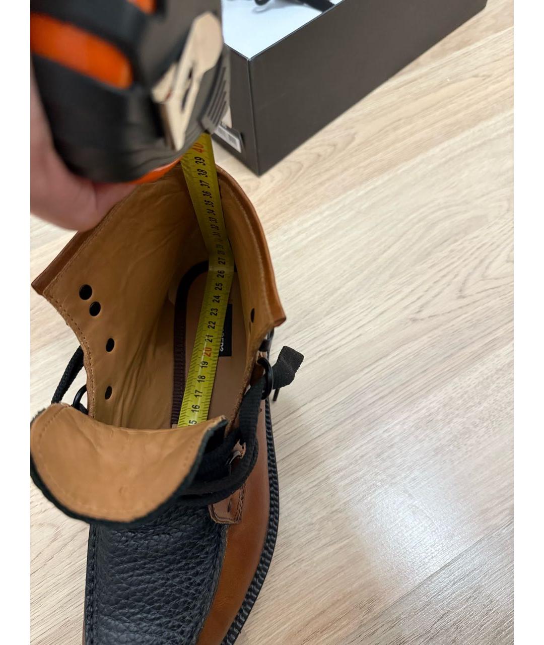 DSQUARED2 Коричневые кожаные высокие ботинки, фото 8
