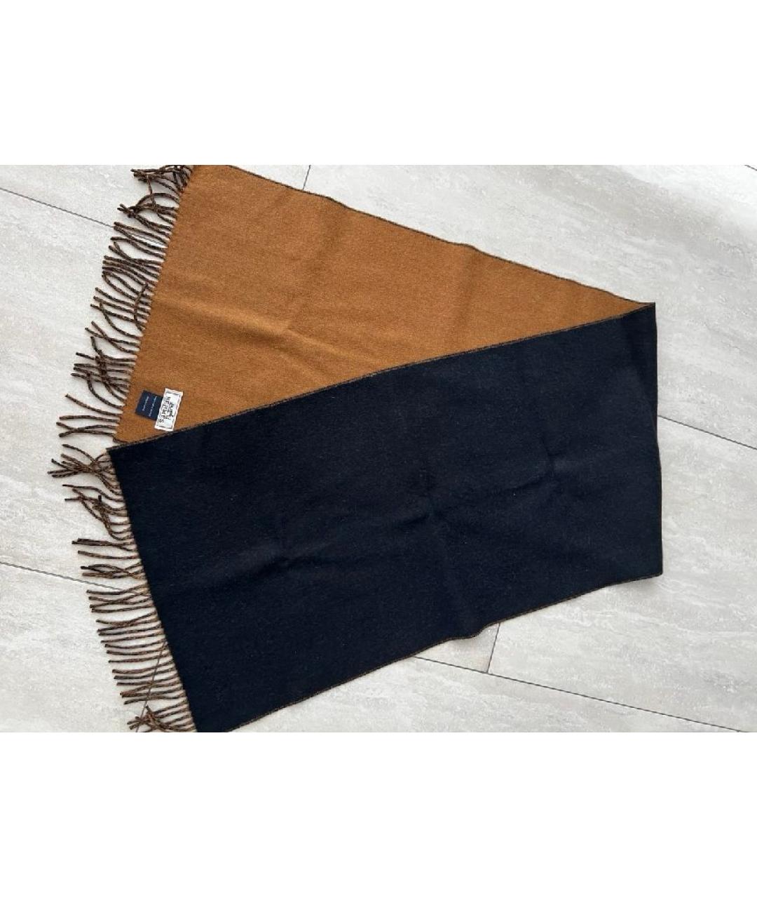 HERMES Черный кашемировый шарф, фото 2