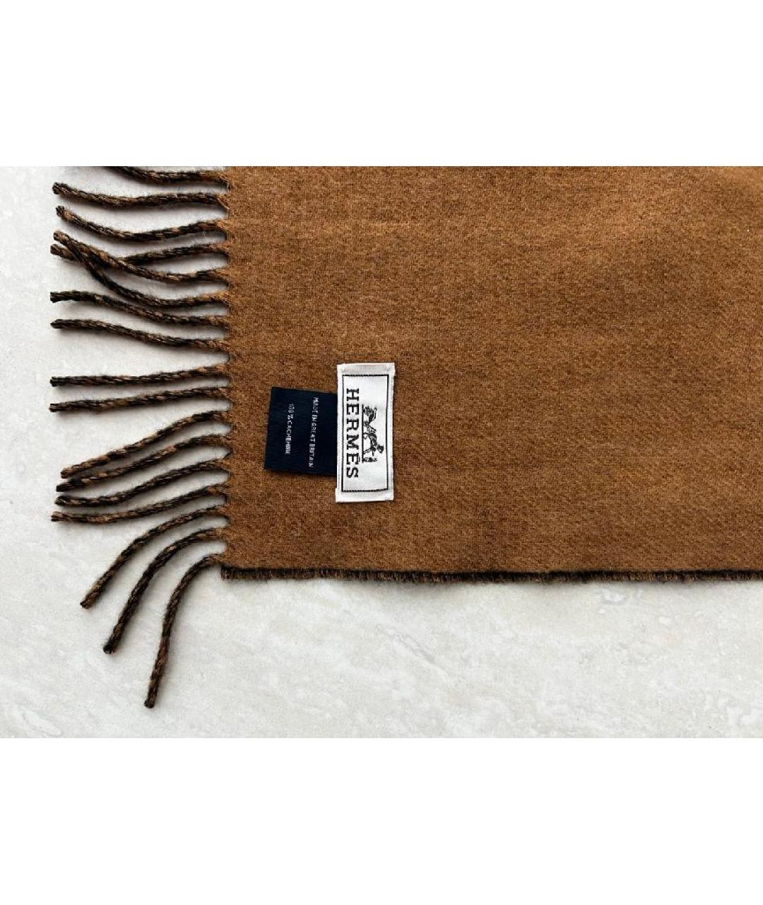 HERMES Черный кашемировый шарф, фото 3