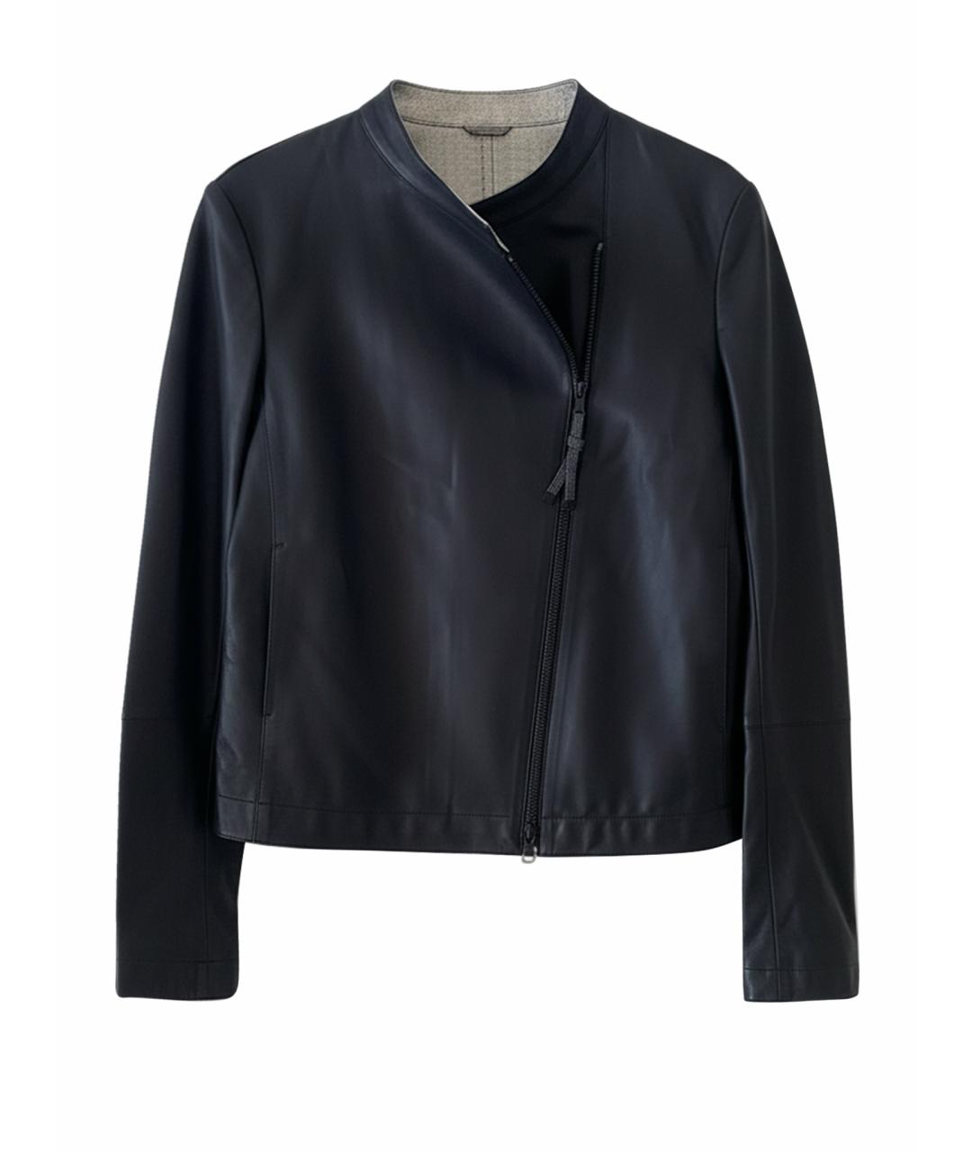 BRUNELLO CUCINELLI Черная кожаная куртка, фото 1