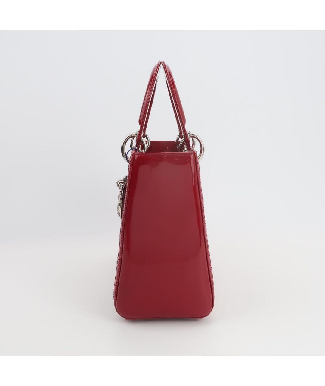 CHRISTIAN DIOR Красная сумка с короткими ручками из лакированной кожи, фото 2