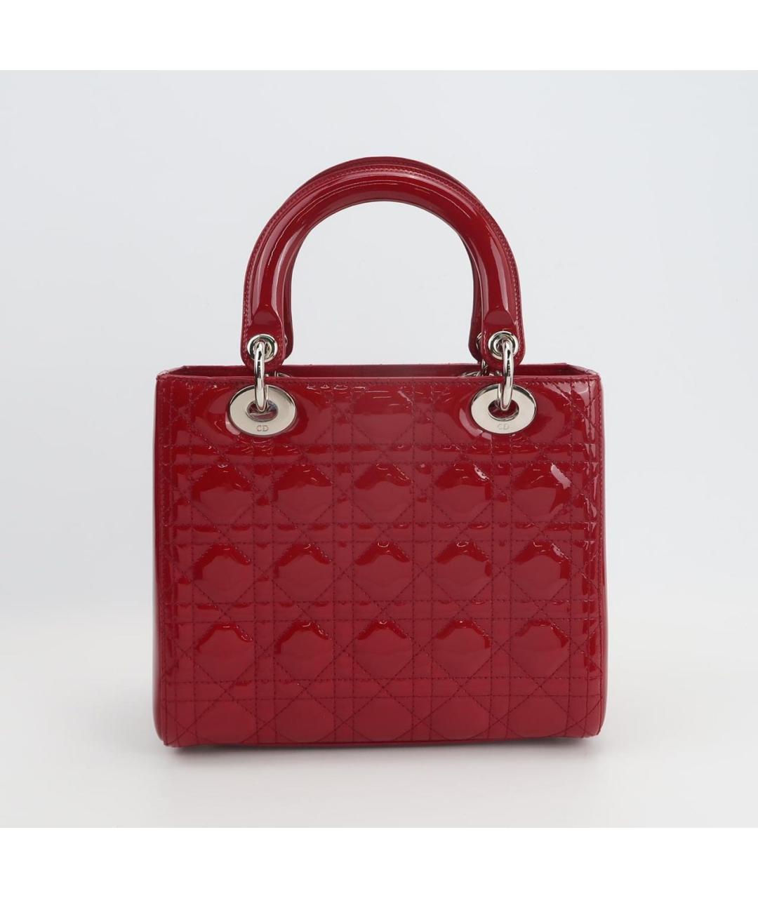 CHRISTIAN DIOR Красная сумка с короткими ручками из лакированной кожи, фото 4