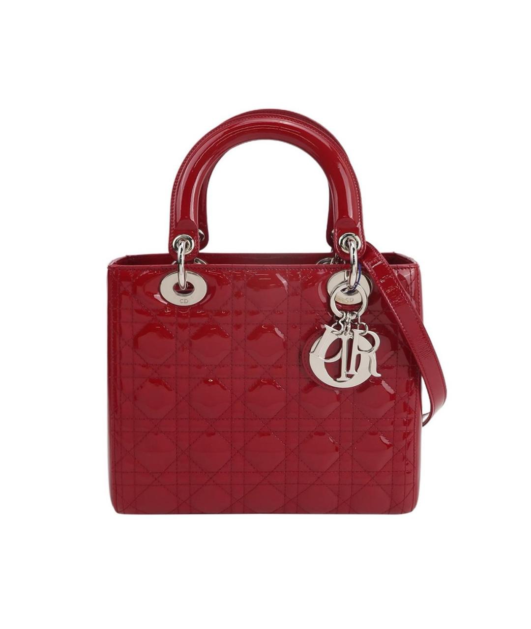 CHRISTIAN DIOR Красная сумка с короткими ручками из лакированной кожи, фото 1