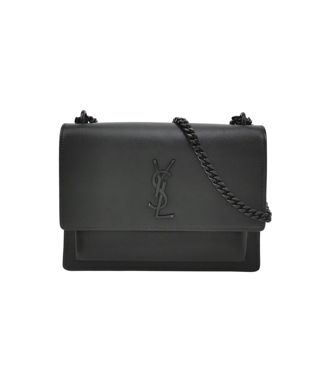 SAINT LAURENT Черная кожаная сумка через плечо, фото 1