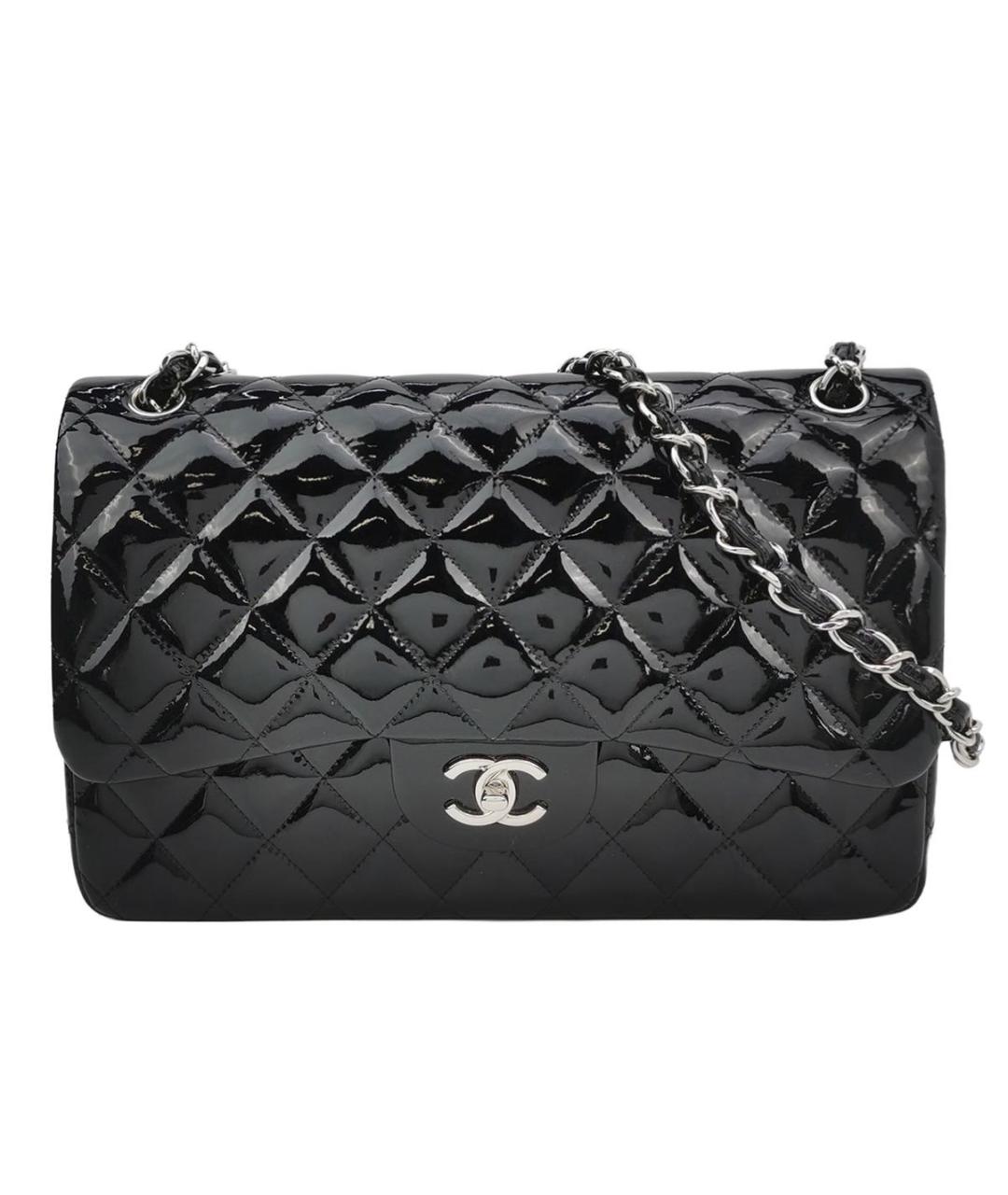 CHANEL Черная сумка через плечо из лакированной кожи, фото 1