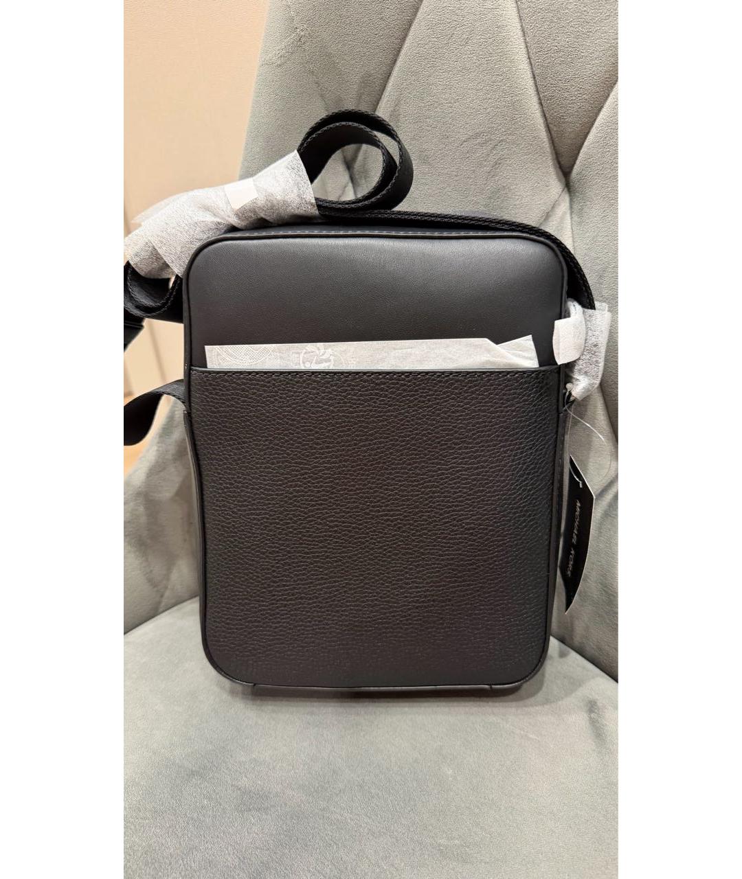 MICHAEL KORS Черная кожаная барсетка, фото 3