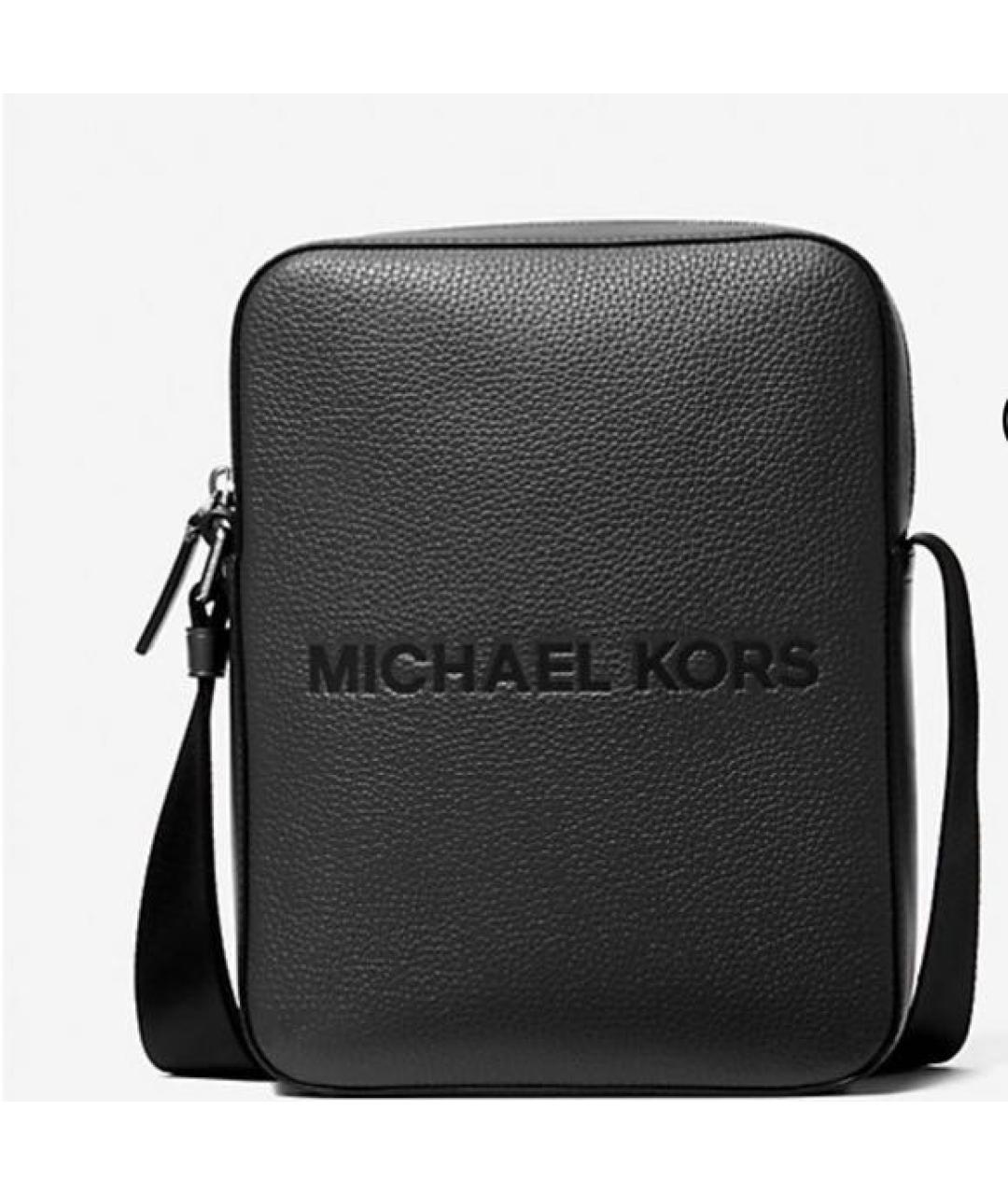 MICHAEL KORS Черная кожаная барсетка, фото 9