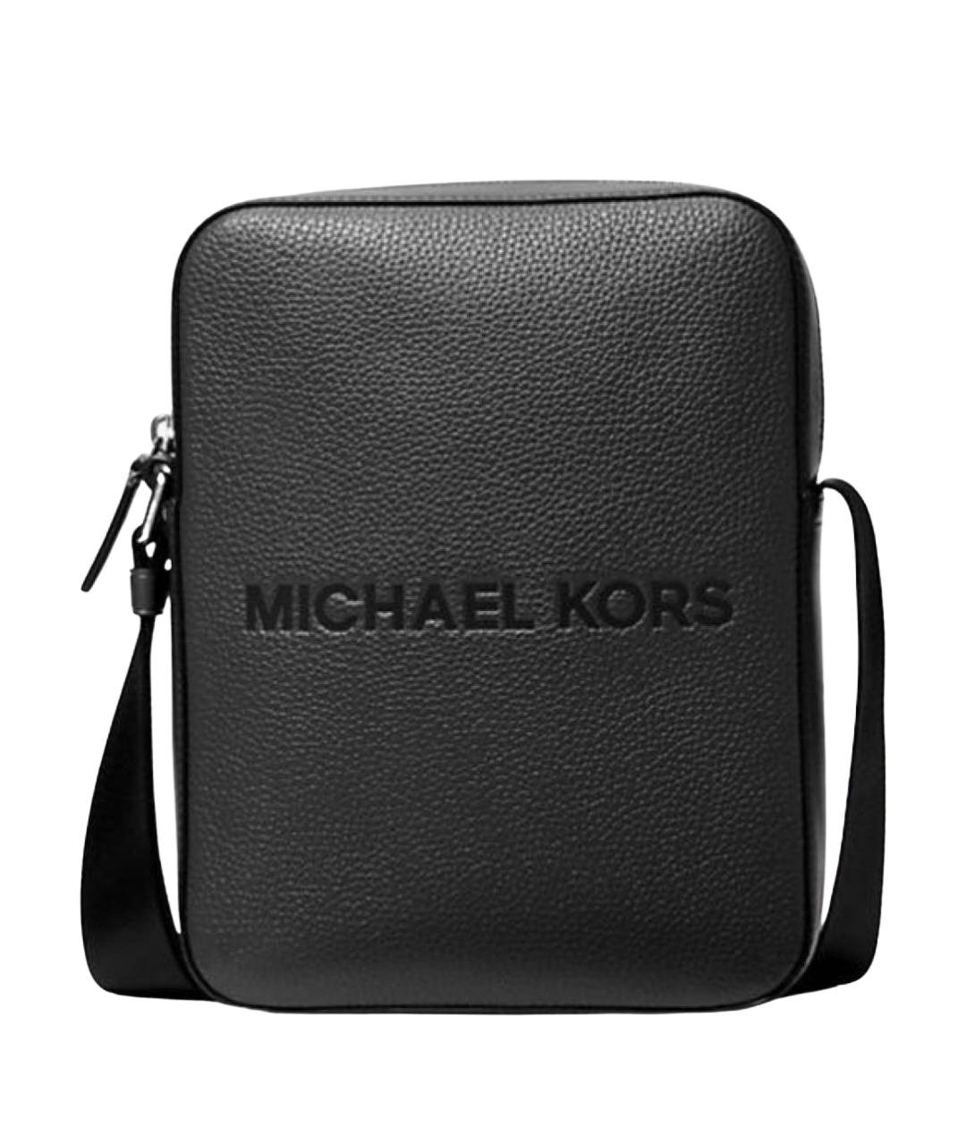 MICHAEL KORS Черная кожаная барсетка, фото 1