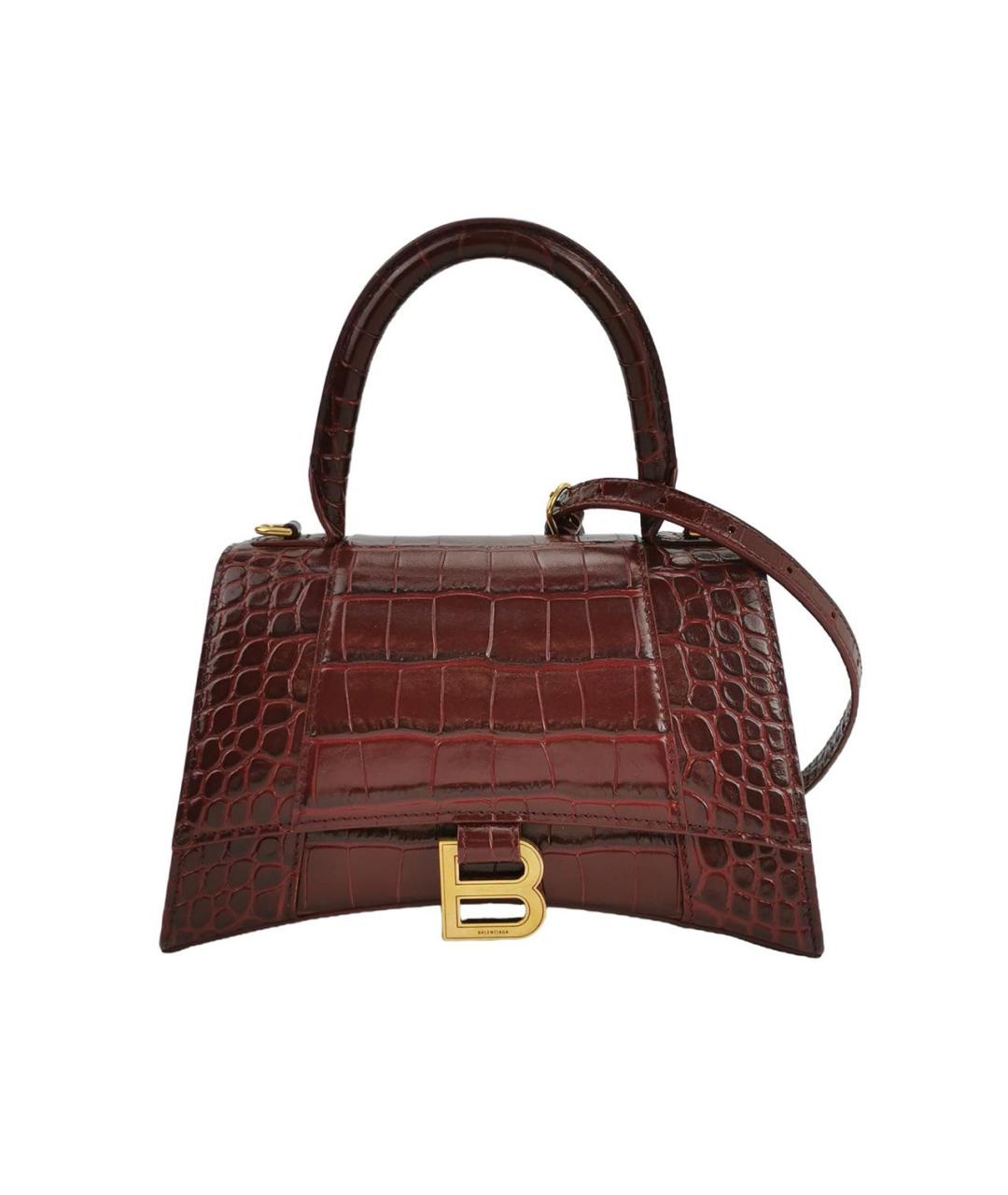 BALENCIAGA Бордовая кожаная сумка через плечо, фото 1