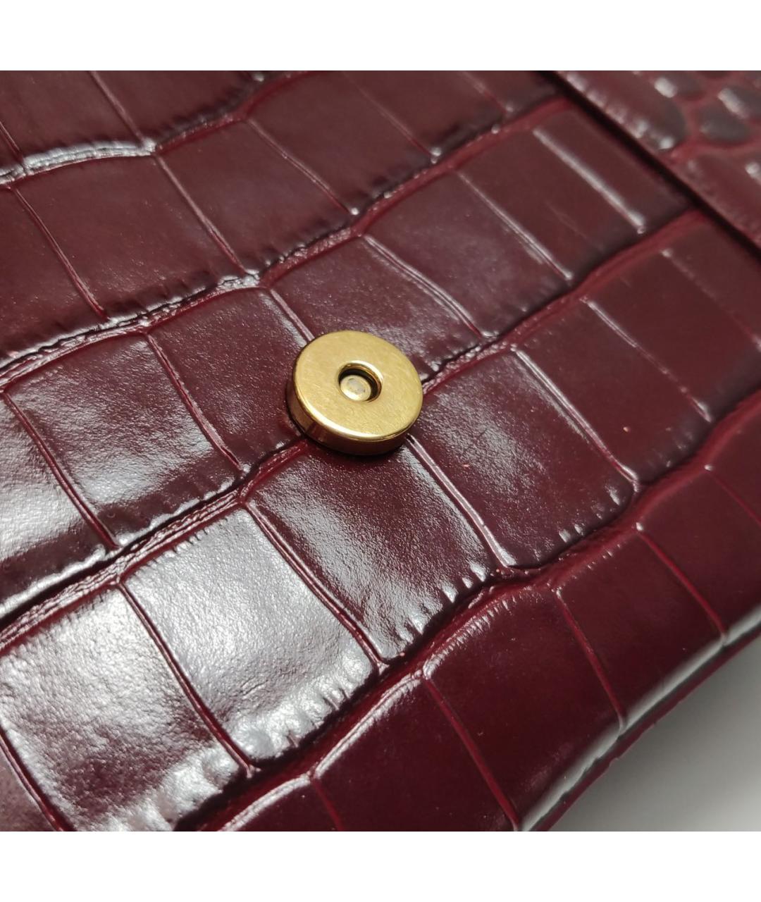 BALENCIAGA Бордовая кожаная сумка через плечо, фото 7