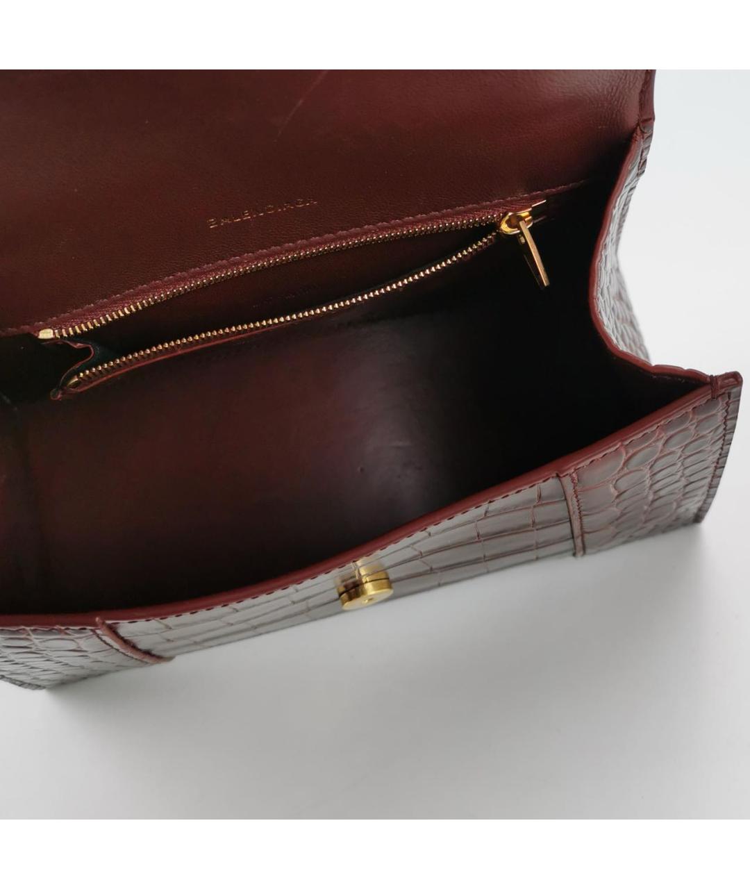 BALENCIAGA Бордовая кожаная сумка через плечо, фото 6