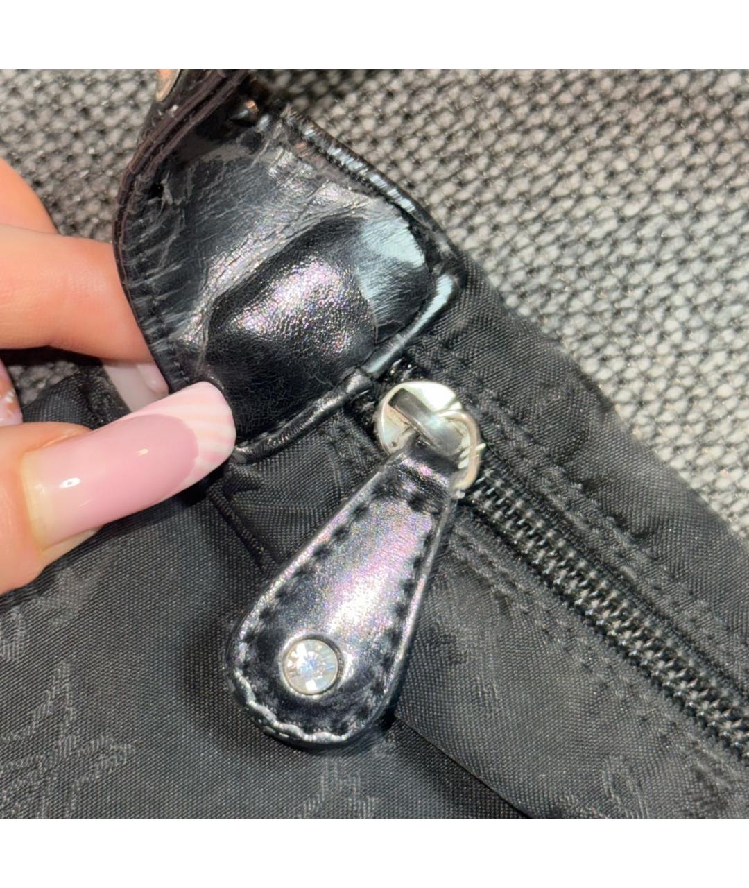 BLUMARINE Черная тканевая сумка с короткими ручками, фото 4