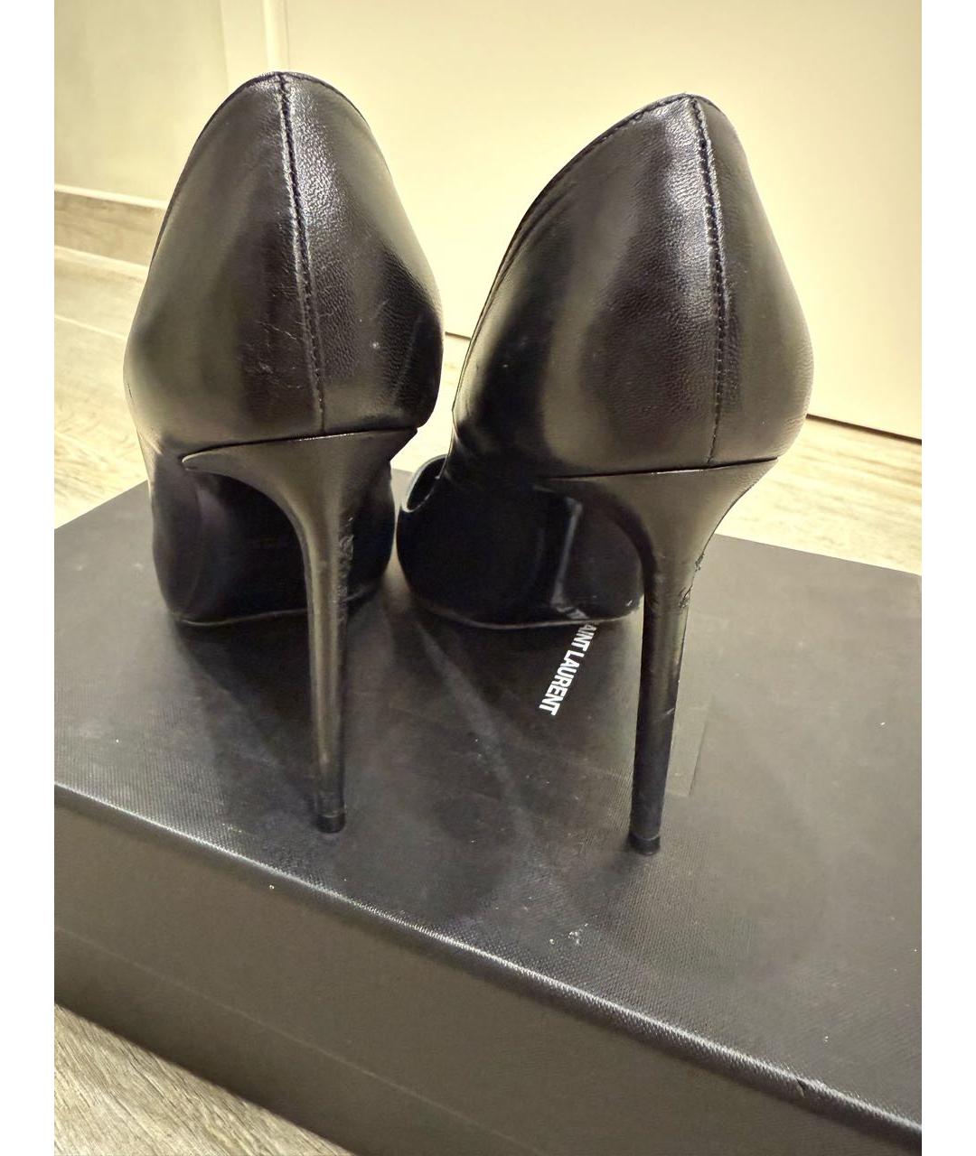 SAINT LAURENT Черные кожаные туфли, фото 4