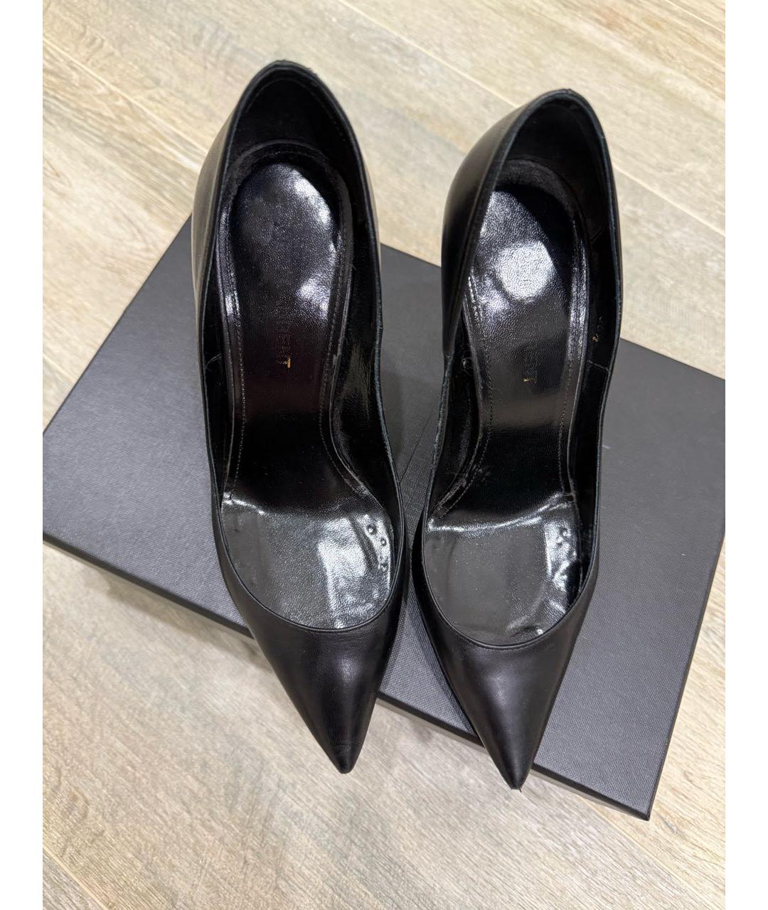 SAINT LAURENT Черные кожаные туфли, фото 2