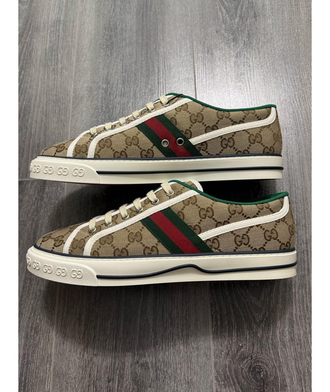 GUCCI Коричневые текстильные низкие кроссовки / кеды, фото 9