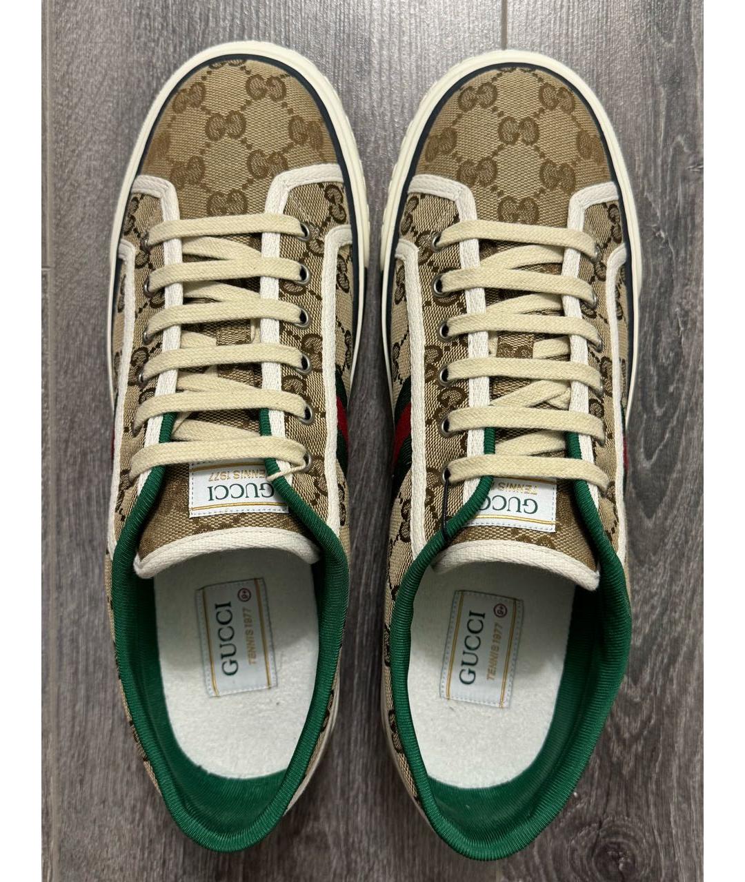 GUCCI Коричневые текстильные низкие кроссовки / кеды, фото 3