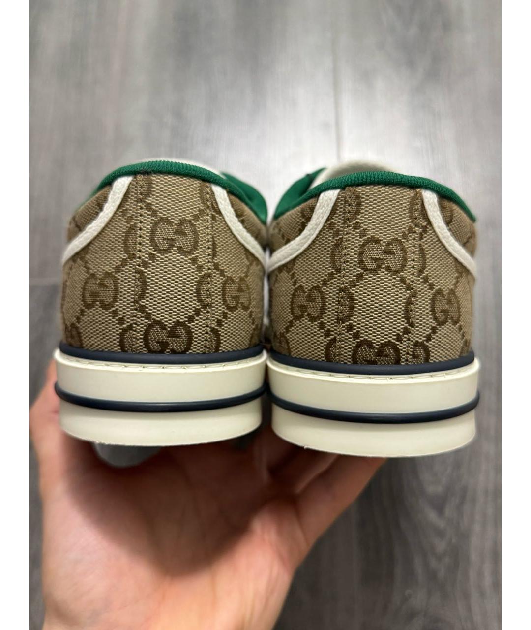 GUCCI Коричневые текстильные низкие кроссовки / кеды, фото 4