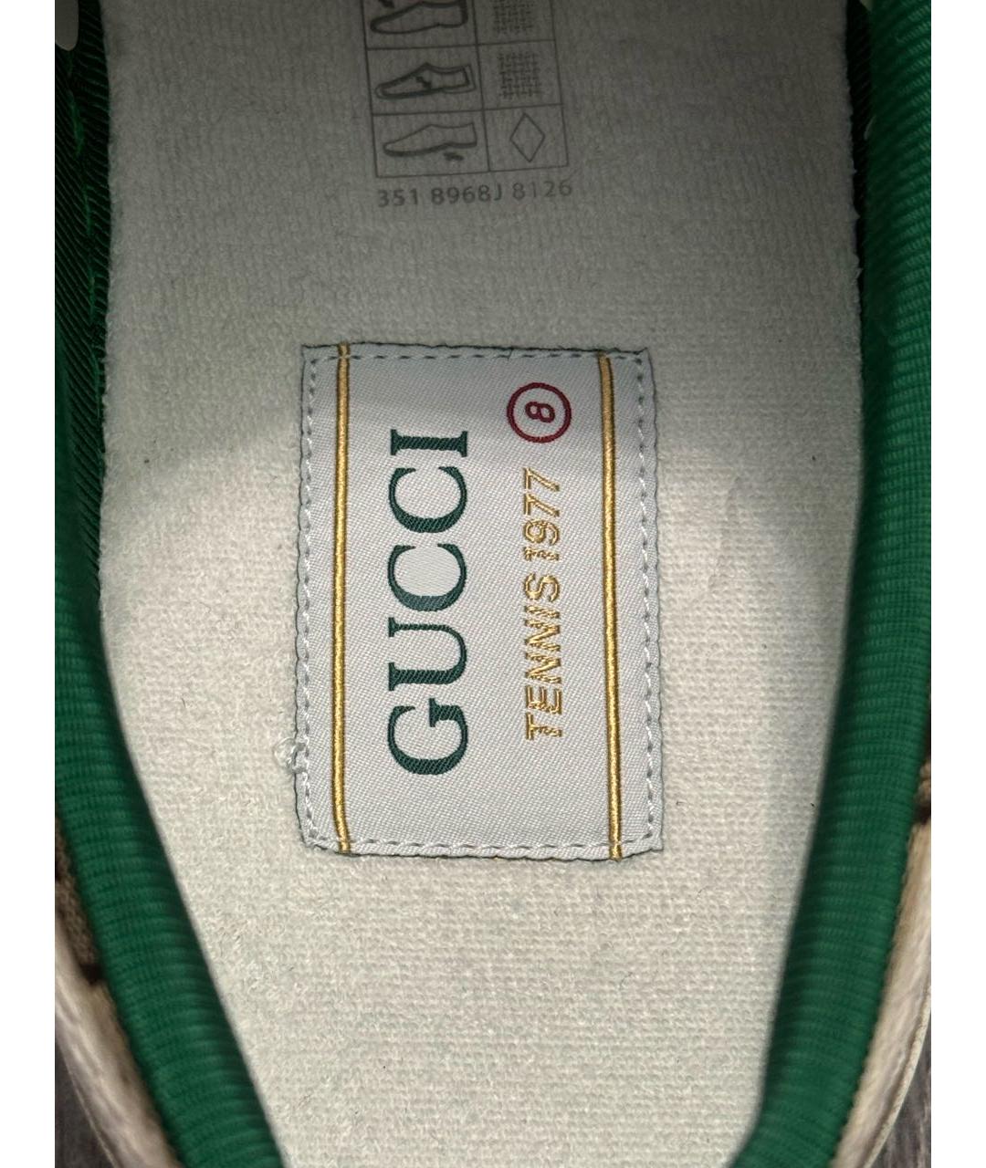 GUCCI Коричневые текстильные низкие кроссовки / кеды, фото 7