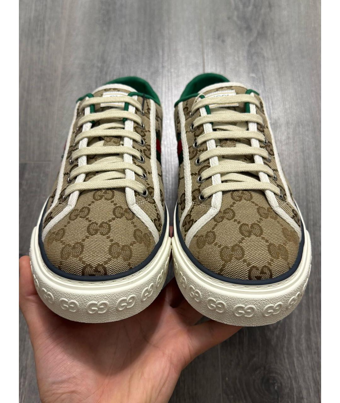 GUCCI Коричневые текстильные низкие кроссовки / кеды, фото 2