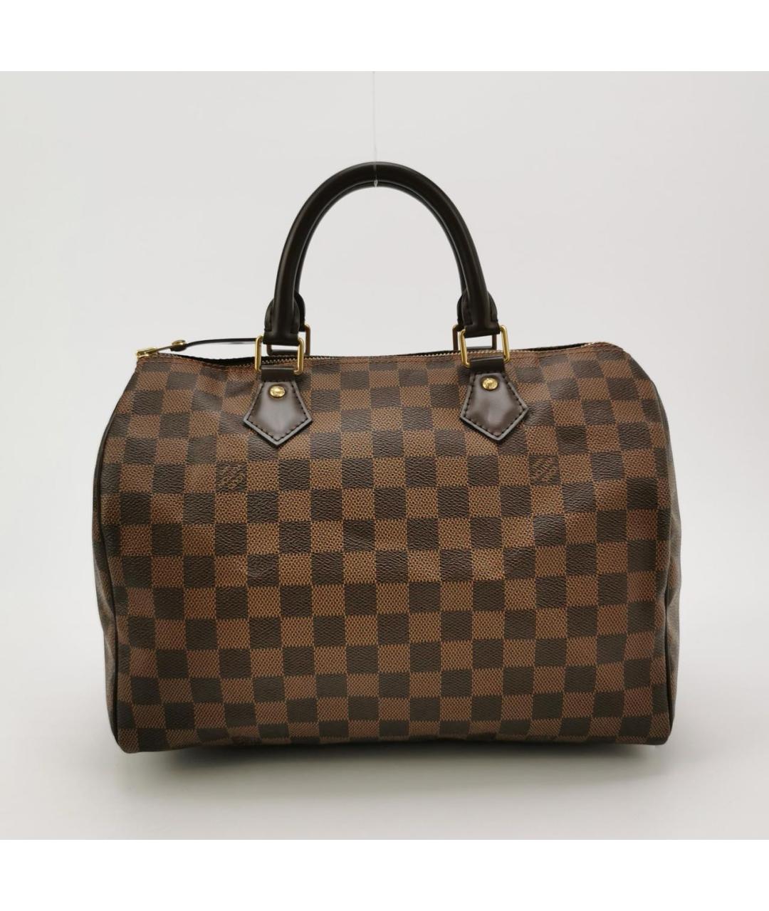 LOUIS VUITTON Коричневая кожаная сумка с короткими ручками, фото 4