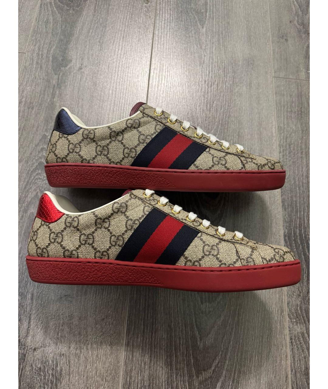 GUCCI Бежевые низкие кроссовки / кеды, фото 5