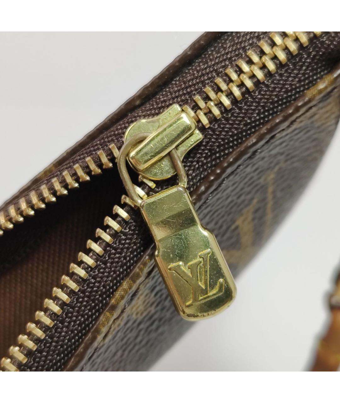 LOUIS VUITTON Коричневая кожаная сумка с короткими ручками, фото 7