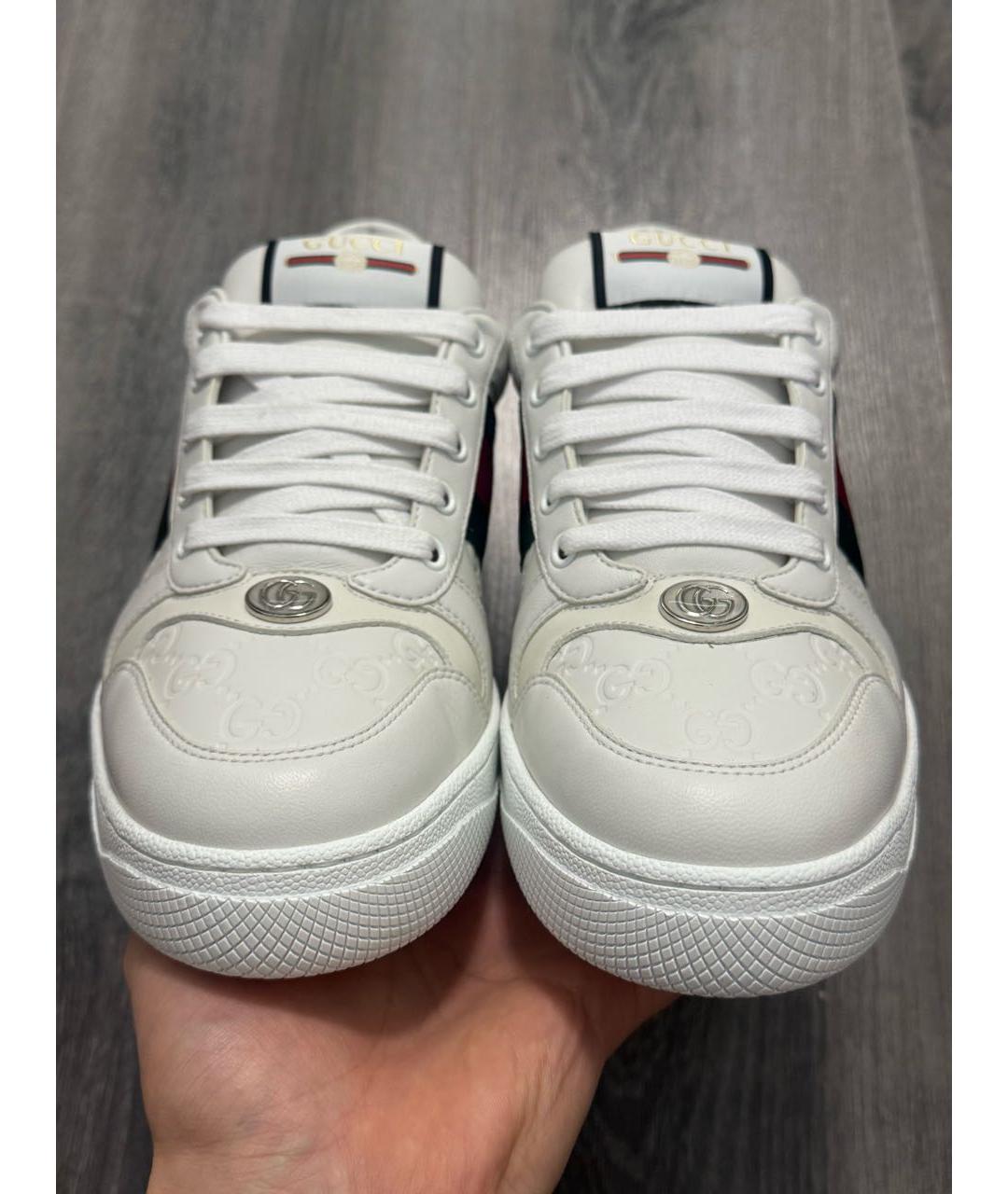 GUCCI Белые кожаные низкие кроссовки / кеды, фото 2
