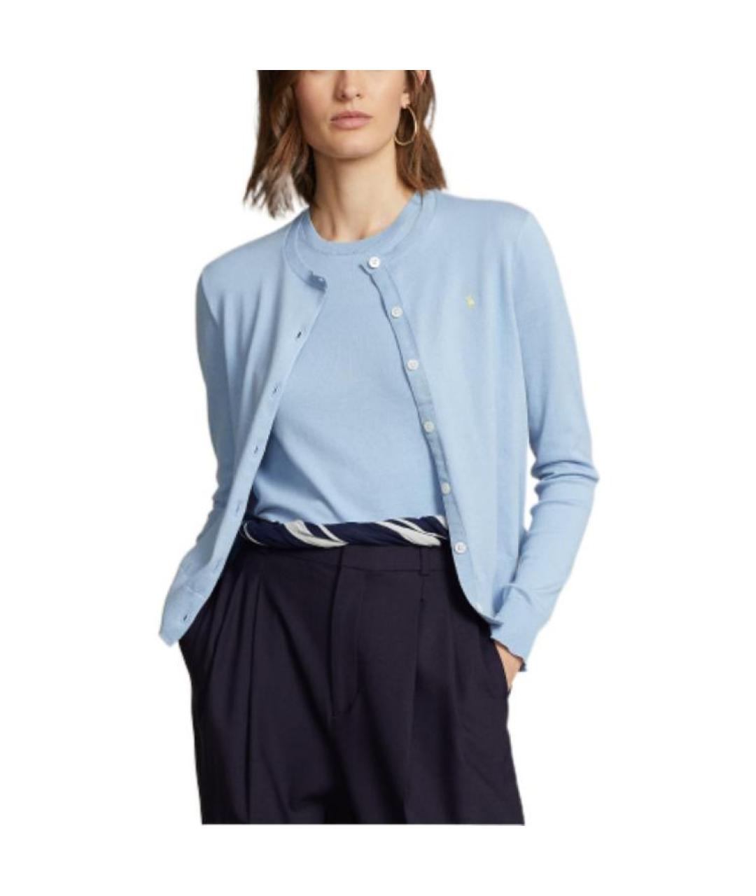 POLO RALPH LAUREN Голубой хлопковый кардиган, фото 2