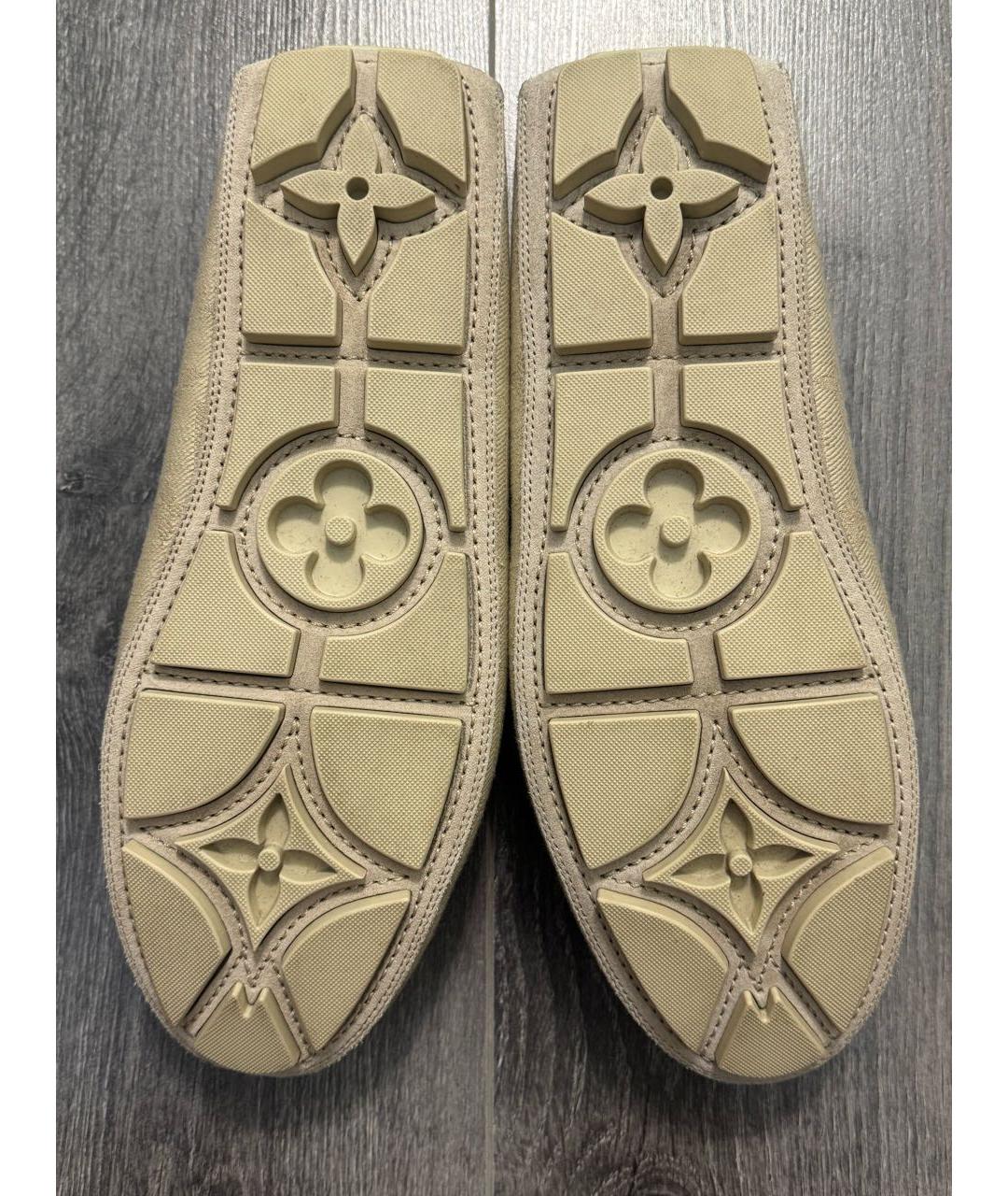 LOUIS VUITTON Бежевые текстильные мокасины, фото 7