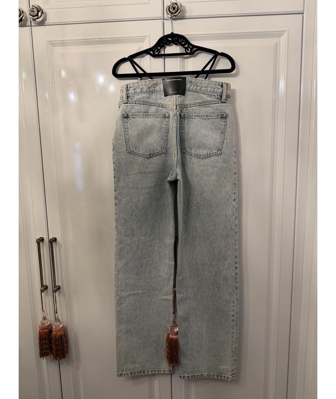 ALEXANDER WANG Голубые хлопковые прямые джинсы, фото 3