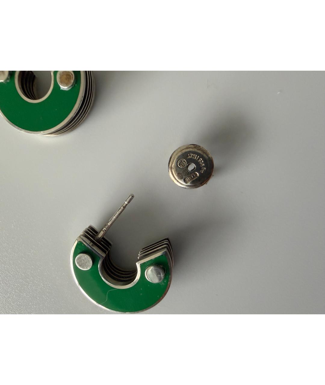 BOTTEGA VENETA Зеленые серебряные серьги, фото 6