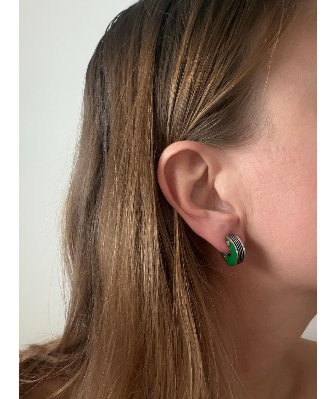 BOTTEGA VENETA Зеленые серебряные серьги, фото 5