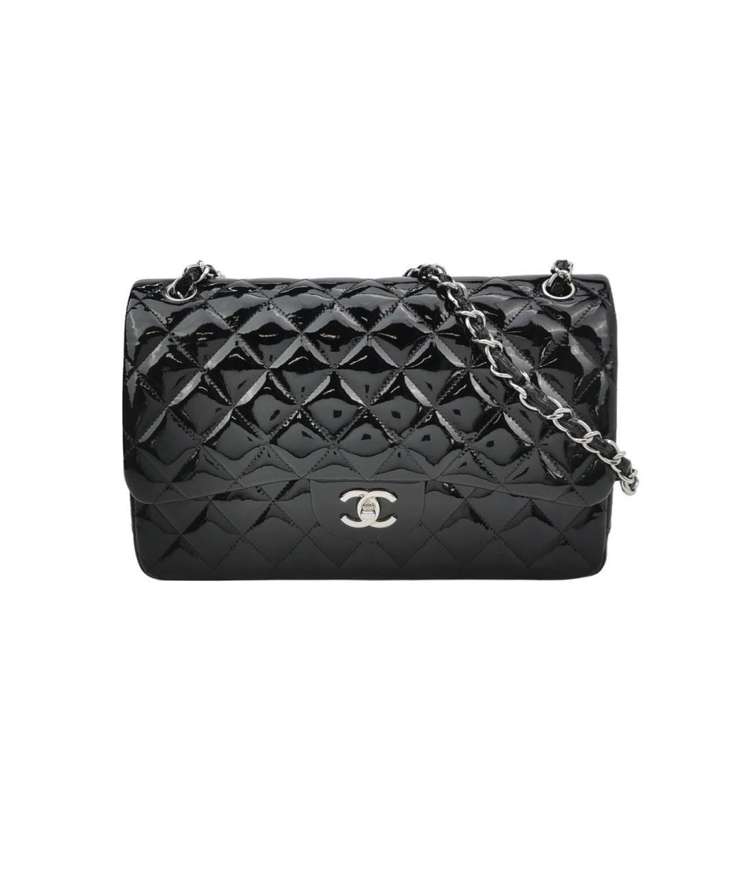 CHANEL Черная сумка через плечо из лакированной кожи, фото 1