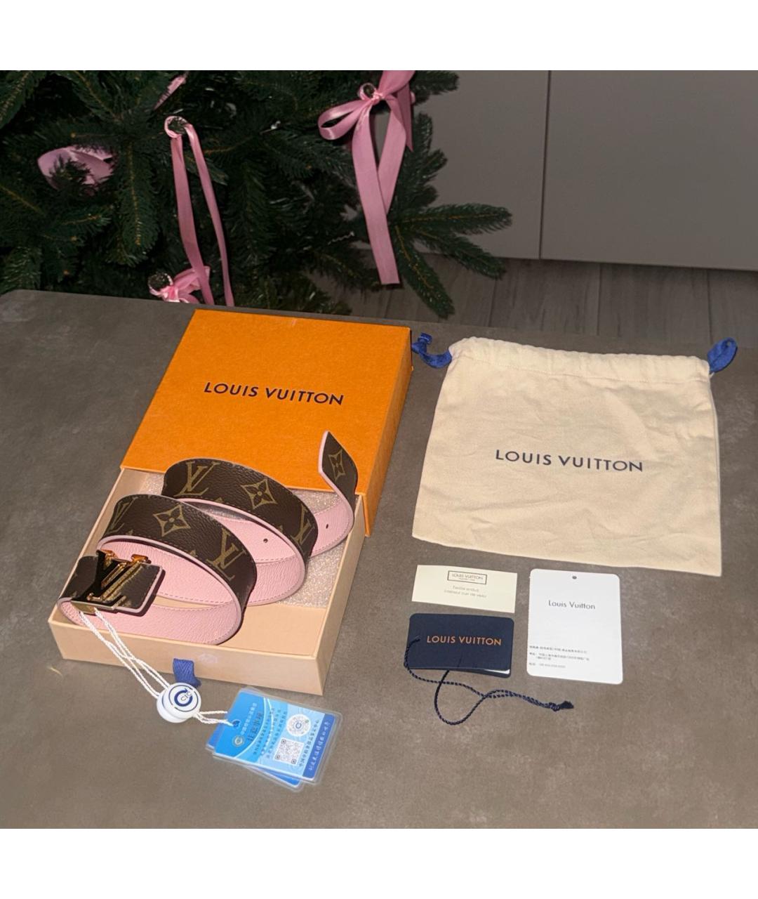 LOUIS VUITTON Коричневый кожаный ремень, фото 5