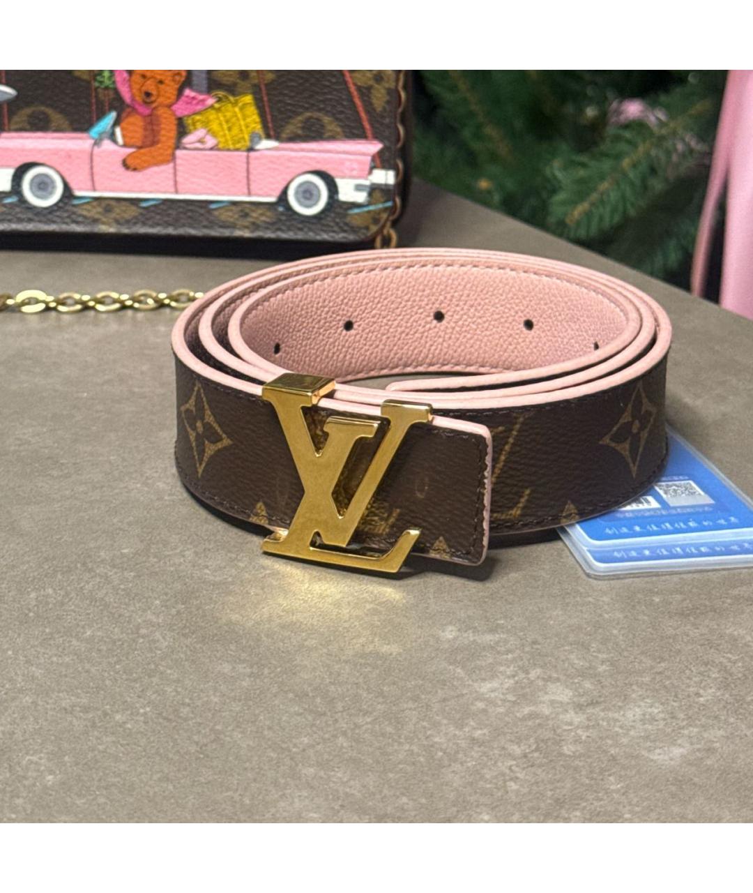 LOUIS VUITTON Коричневый кожаный ремень, фото 3