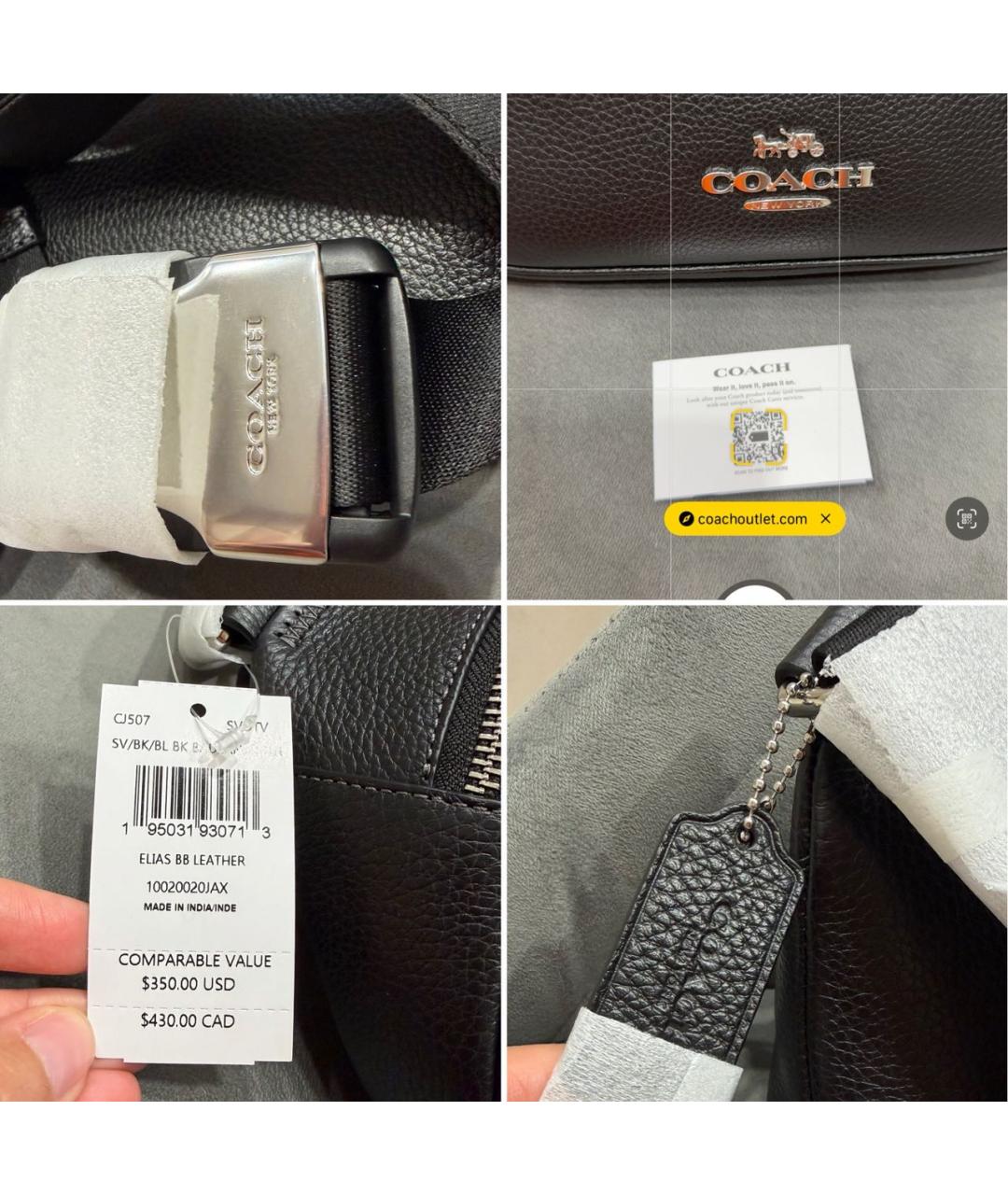 COACH Черная кожаная поясная сумка, фото 8