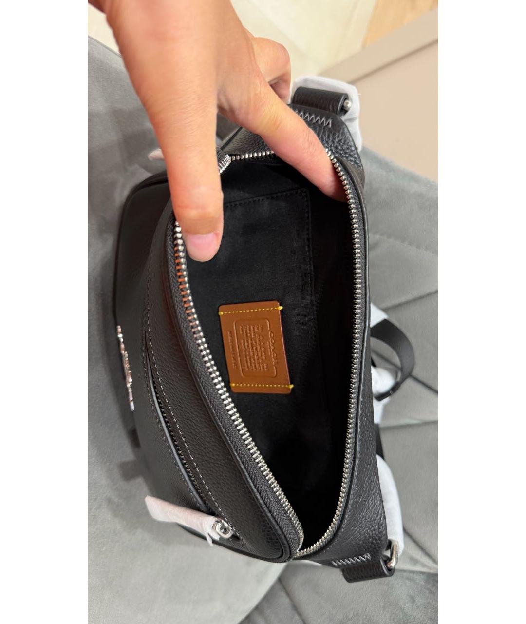 COACH Черная кожаная поясная сумка, фото 5