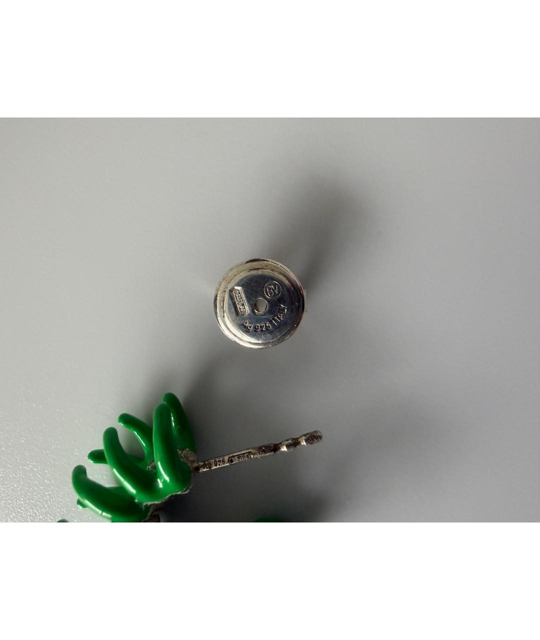 BOTTEGA VENETA Зеленые серебряные серьги, фото 4