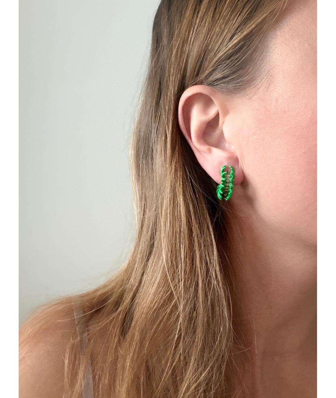 BOTTEGA VENETA Зеленые серебряные серьги, фото 5