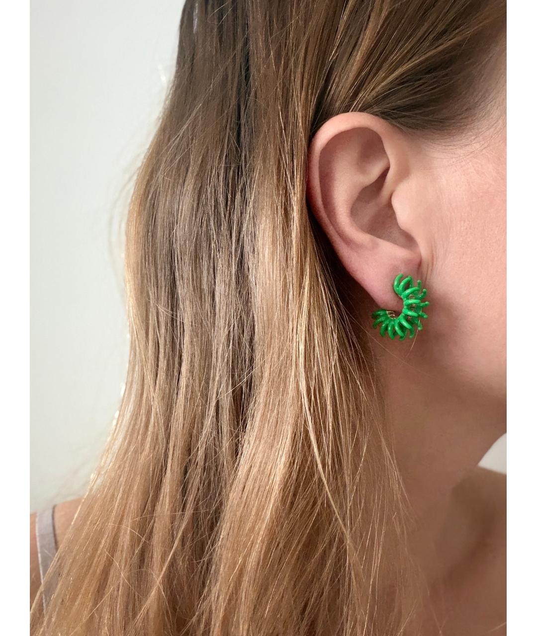 BOTTEGA VENETA Зеленые серебряные серьги, фото 6