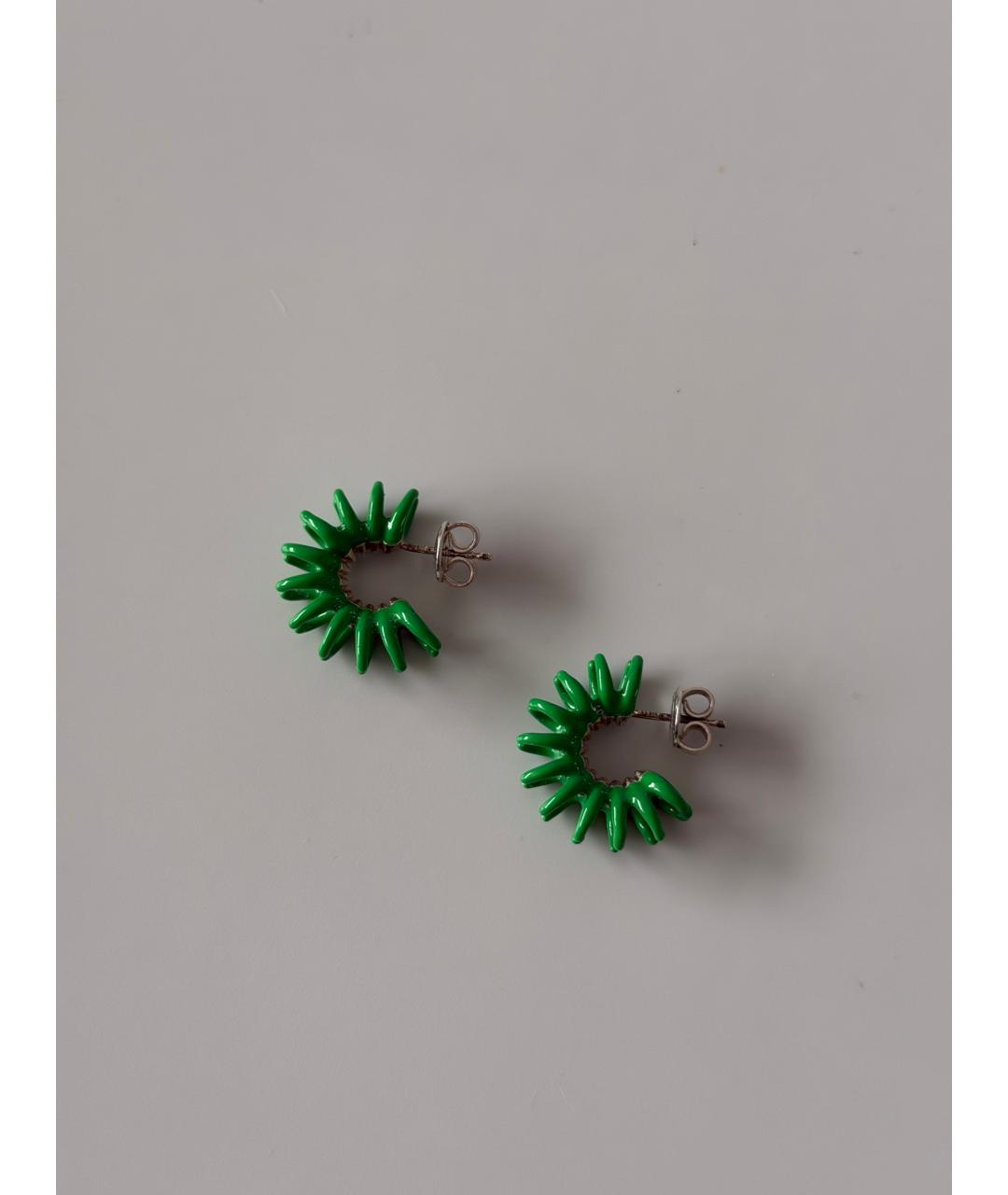 BOTTEGA VENETA Зеленые серебряные серьги, фото 7