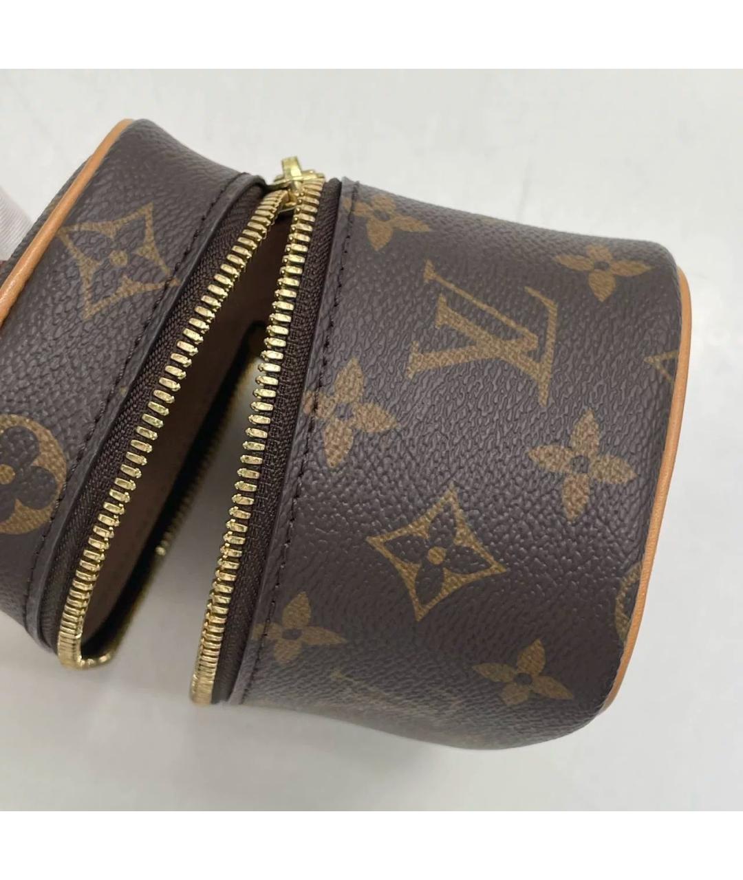 LOUIS VUITTON Коричневая кожаная косметичка, фото 6